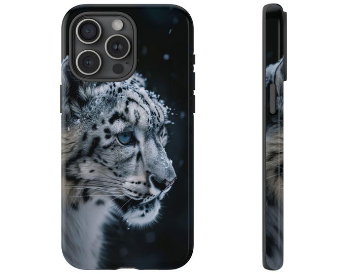 Realistic Snow Leopard Shot Phone Case: iPhone, Galaxy, Pixel - Lifetime Warranty