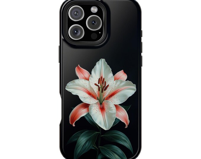 Stargazer Lily White Pink Flower Phone Case: iPhone, Galaxy, Pixel - Magsafe Compatible