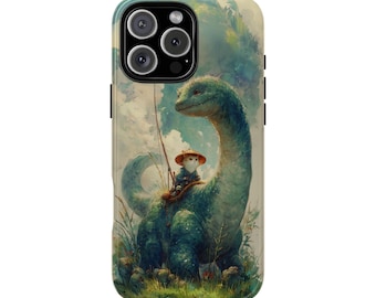 Cute Anime Cat Brachiosaurus Dino Phone Case: iPhone, Samsung Galaxy, Pixel - MagSafe Wireless