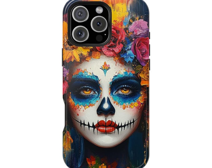 Dia De Los Muertos Flower Skull Girl Phone Case: iPhone, Galaxy, Pixel - Lifetime Warranty