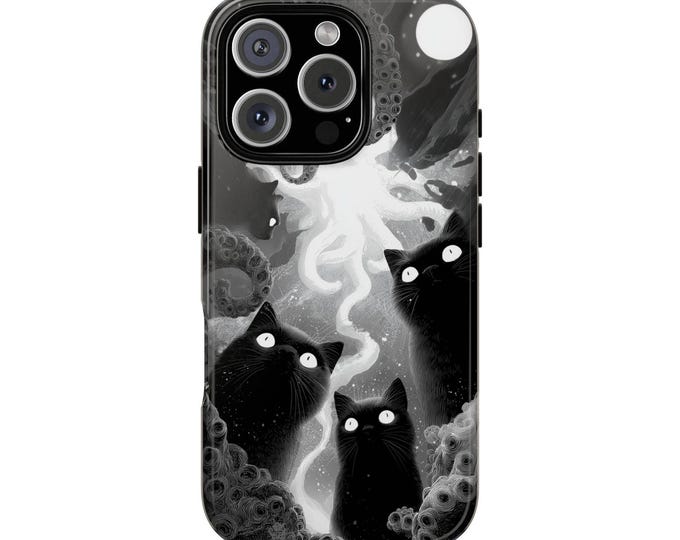 Black Cats Octopus Haunted Manga Phone Case: iPhone, Galaxy, Pixel - Lifetime Warranty
