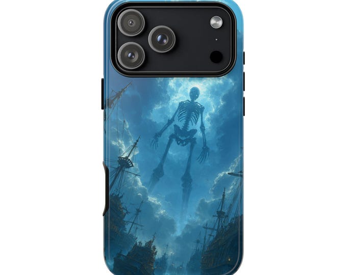Giant Skeleton Pirate Ship Docks Phone Case: iPhone, Galaxy, Pixel - Lifetime Warranty