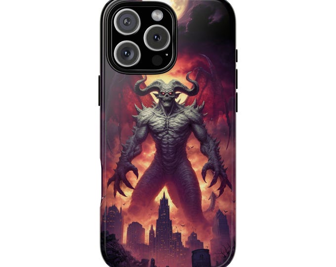 Demon Skeleton Apocalypse City Ruins Phone Case: iPhone, Galaxy, Pixel - Lifetime Warranty