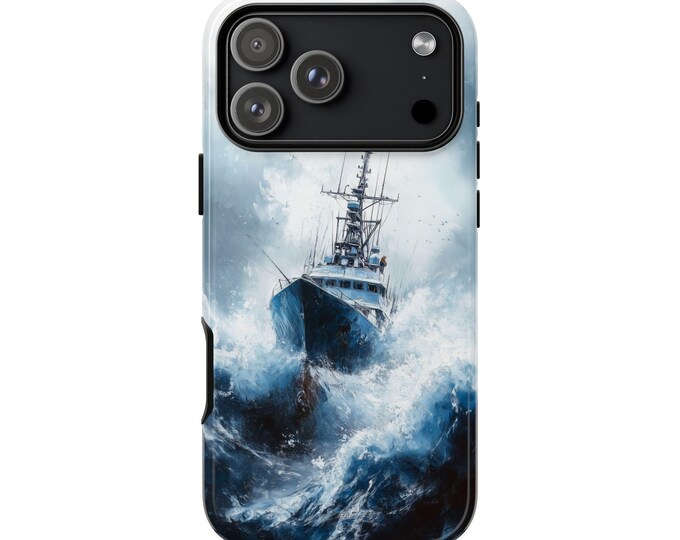 Ocean Storm Fishing Boat Waves Phone Case for iPhone, Galaxy, Pixel – Lifetime Warranty