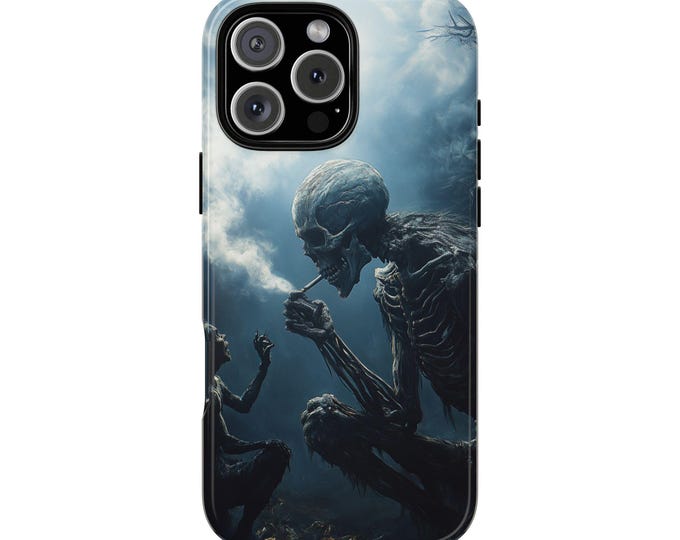 Death Smoking Cigarette Smokes Skull Phone Case: iPhone, Galaxy, Pixel - Lifetime Warranty