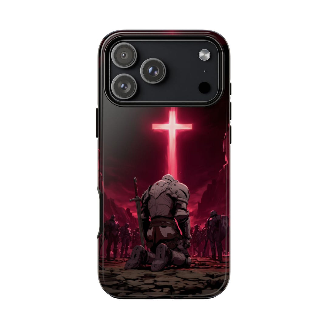 Crusader Knight Kneeling Christian Cross Phone Case: iPhone 17 17e 16 ...