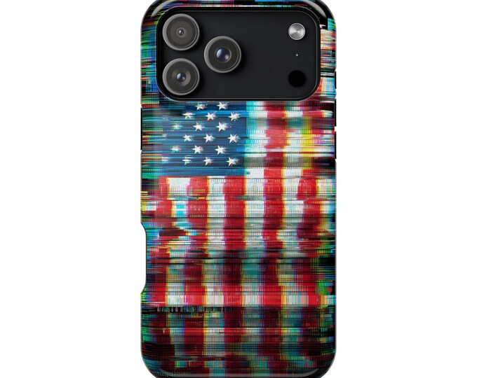 Digital American Flag Glitch Style Phone Case: iPhone, Galaxy, Pixel - Lifetime Warranty