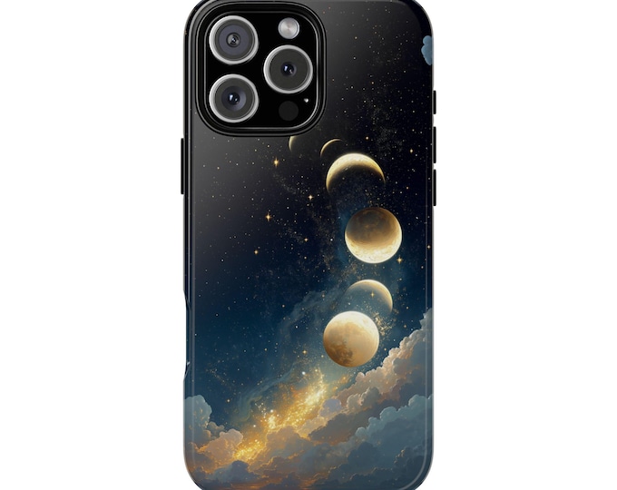 Moonscape Phases Lunar Moon Night Sky Stars Phone Case: iPhone, Galaxy, Pixel - Lifetime Warranty