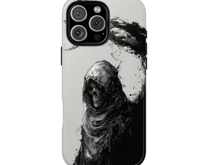 Hooded Skeleton Death Skull Phone Case: iPhone, Galaxy, Pixel - Lifetime Warranty