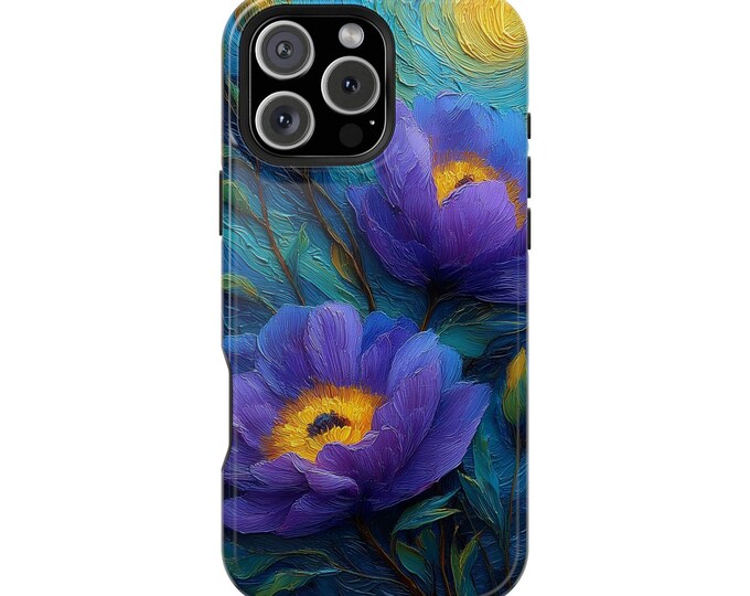 Purple Peonies Flower Pastel Thick Paint Phone Case: iPhone, Galaxy, Pixel - Lifetime Warranty