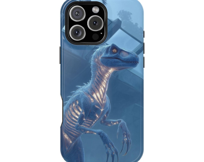 Velociraptor Dinosaur Biotech Skeleton Phone Case: iPhone, Galaxy, Pixel - Lifetime Warranty