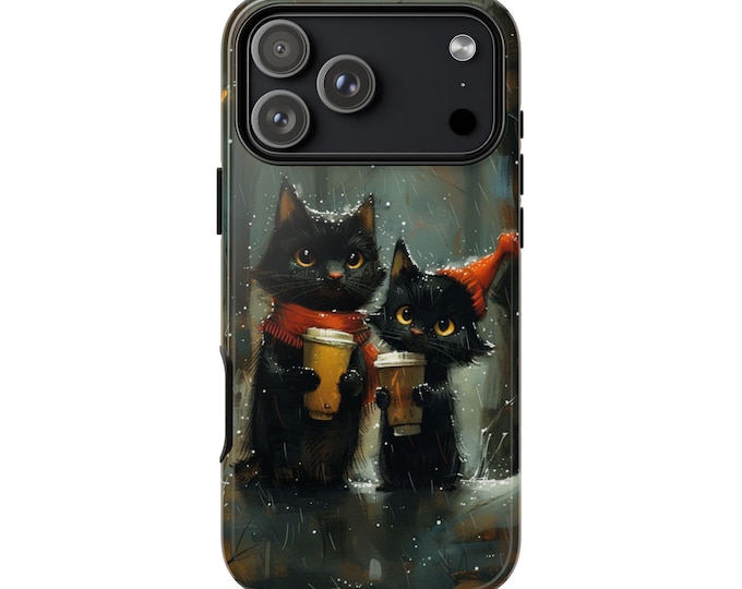 Black Cats Hot Chocolate Winter Phone Case: iPhone, Galaxy, Pixel - Lifetime Warranty
