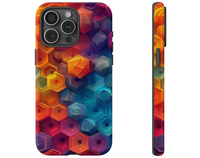 Honeycomb Hexagon Abstract Orange Pattern Phone Case: iPhone, Galaxy, Pixel - Lifetime Warranty