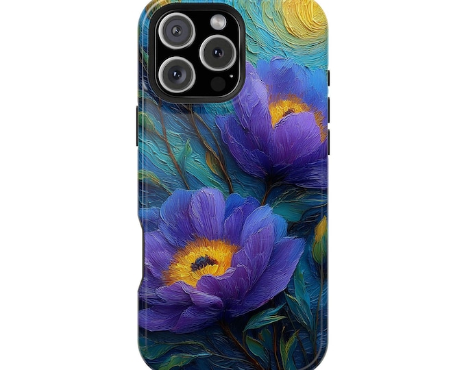 Purple Peonies Flower Pastel Thick Paint Phone Case for iPhone | Samsung Galaxy | Google Pixel