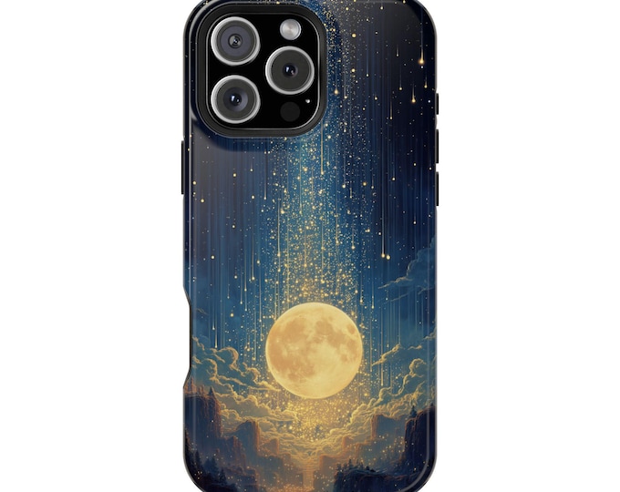 Lunar Moon Cascading Star Night Phone Case: iPhone, Galaxy, Pixel - Lifetime Warranty
