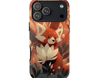 Red Panda White Floral Field | Phone Ink Case | Custom Made Cover | Lifetime Warranty