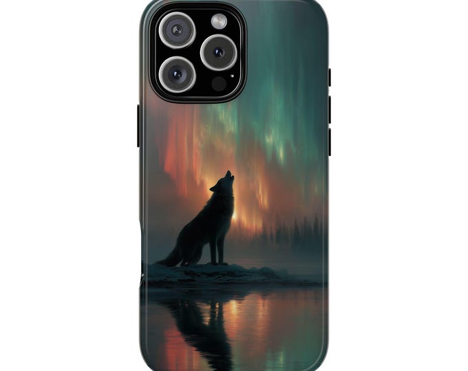 Wolf Howling Aurora Sky Wilderness Phone Case: iPhone, Galaxy, Pixel - Lifetime Warranty