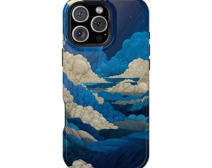 Blue White Clouds Peaceful Night Phone Case: iPhone, Galaxy, Pixel - Lifetime Warranty