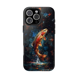 Abstract Rainbow Trout Fish Night River - Phone Case for iPhone 16 16e 15 14 13 Pro Max | Galaxy S25 S24 S23 | Pixel 9 9a | Wireless Cover