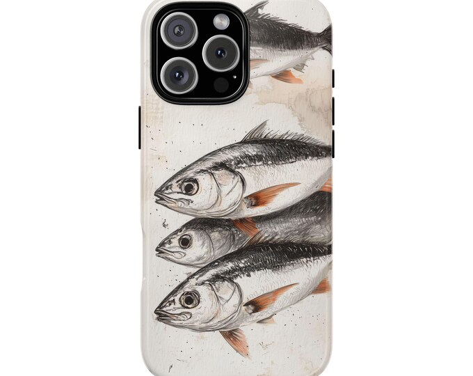 Sardines Ocean Fish Sketch Fishing Art - Premium Shockproof Case for iPhone, Samsung Galaxy, Google Pixel