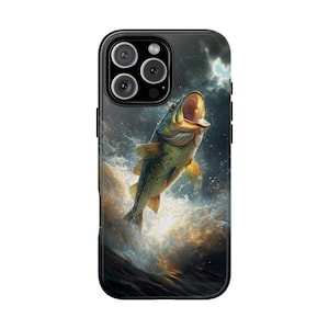 Big Mouth Bass Fish Thunderstorm Fishing Phone Case: Tough Cover for iPhone (MagSafe Compatible), Samsung Galaxy, Pixel