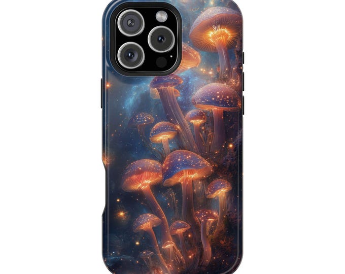 Psychedelic Mushrooms Glowing Neon Shrooms Phone Case: iPhone, Galaxy, Pixel - Lifetime Warranty