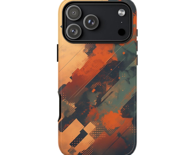 Static Orange Gray Glitch Wave Phone Case: iPhone, Galaxy, Pixel - Lifetime Warranty