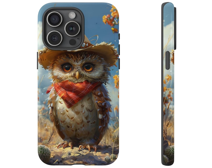 Cowboy Hat Owl in Desert Cover Phone Case: iPhone, Galaxy, Pixel - Lifetime Warranty