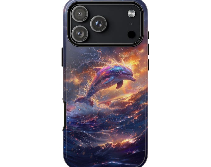 Iridescent Dolphin Glowing Ocean Phone Case for iPhone, Galaxy, Pixel - Lifetime Warranty