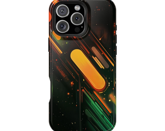 Dark Mode Orange Green Black Abstract Phone Case: iPhone, Galaxy, Pixel - Lifetime Warranty