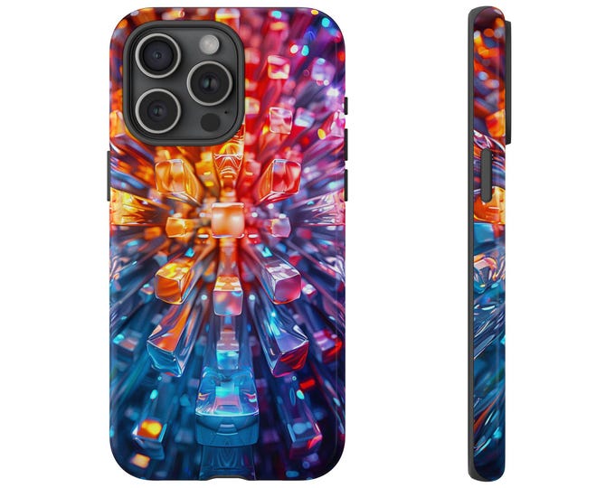 Cubed Fractal Prism Abstract Lines Phone Case: iPhone, Galaxy, Pixel - Lifetime Warranty