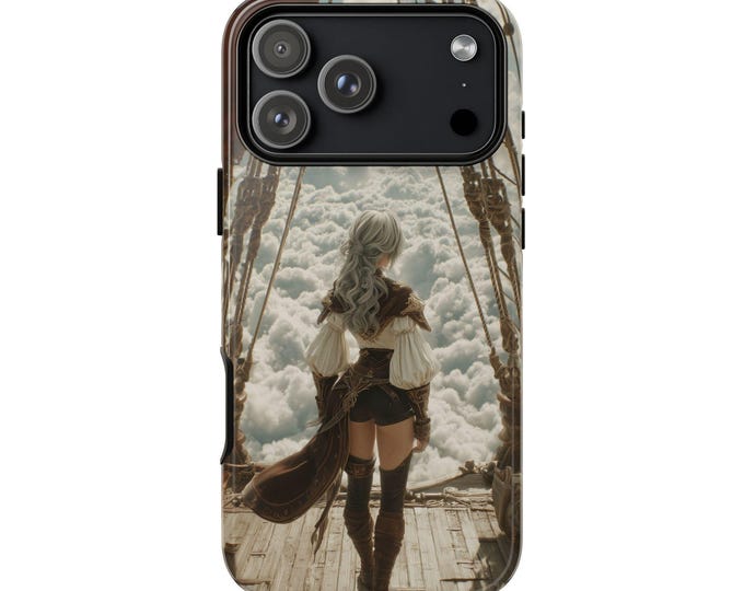 Sky Pirate Airship Captain Girl Phone Case: iPhone, Galaxy, Pixel - Lifetime Warranty