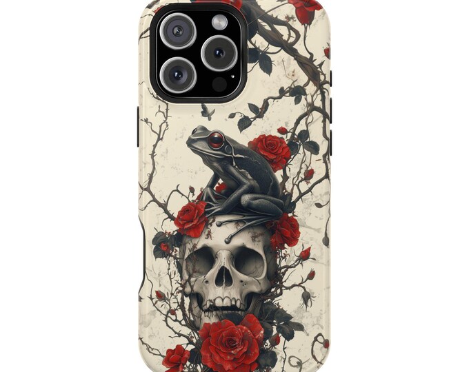 Frog Gothic Dark Skull Red Roses Flower Phone Case for iPhone | Samsung Galaxy | Google Pixel
