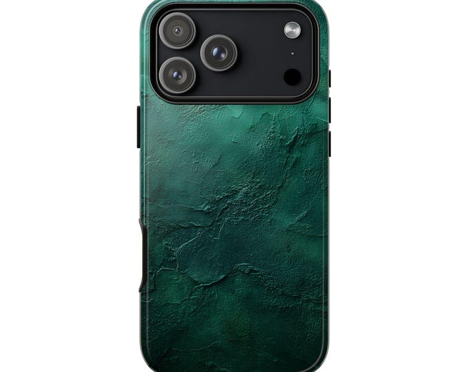 Emerald Green Rustic Plaster Phone Case: iPhone, Galaxy, Pixel - Lifetime Warranty
