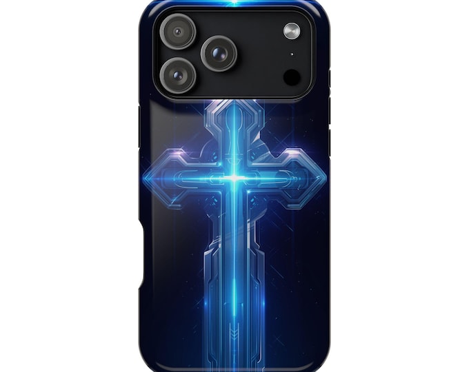 Electric Blue Christian Cross Phone Case: iPhone, Galaxy, Pixel - Lifetime Warranty