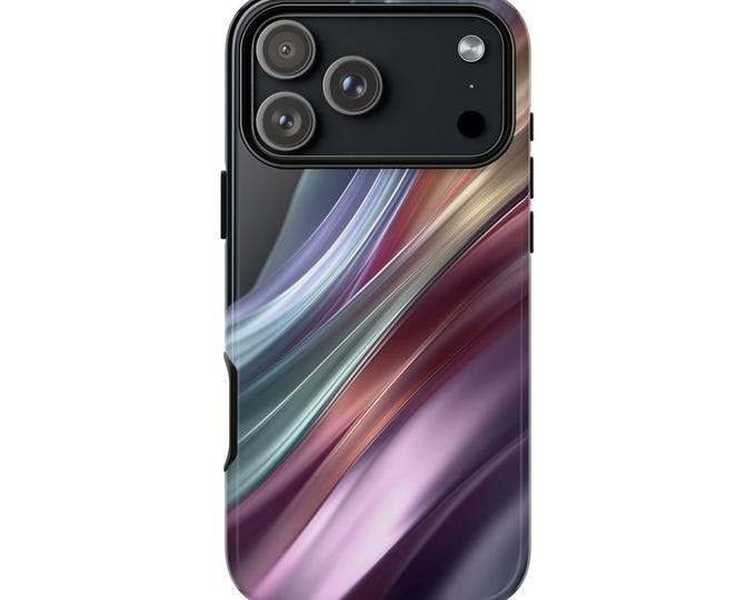 Gradient Waves Aqua Purple Phone Case: iPhone, Galaxy, Pixel - Lifetime Warranty