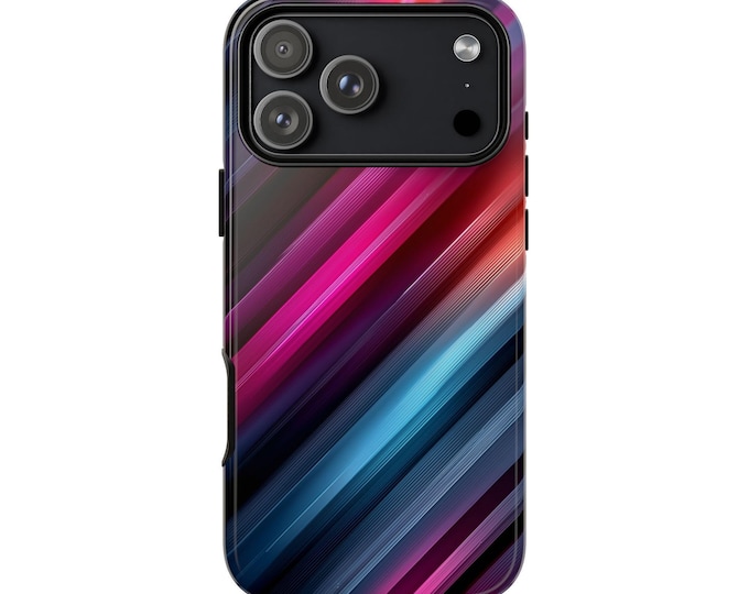 Gradient Magenta Cyan Lines Phone Case: iPhone, Galaxy, Pixel - Lifetime Warranty