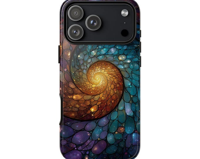 Spiral Mosaic Teal Orange Phone Case: iPhone, Galaxy, Pixel - Lifetime Warranty