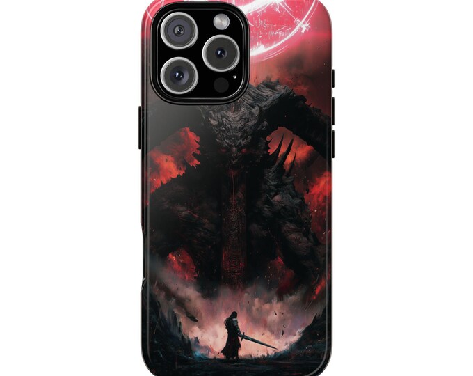 Towering Demon Monster Warrior Battle Scene Phone Case: iPhone, Galaxy, Pixel - Lifetime Warranty