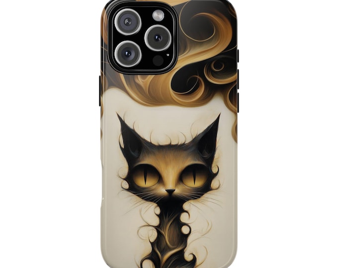 Brown Abstract Cat Abstract Gothic Phone Case: iPhone, Galaxy, Pixel - Lifetime Warranty