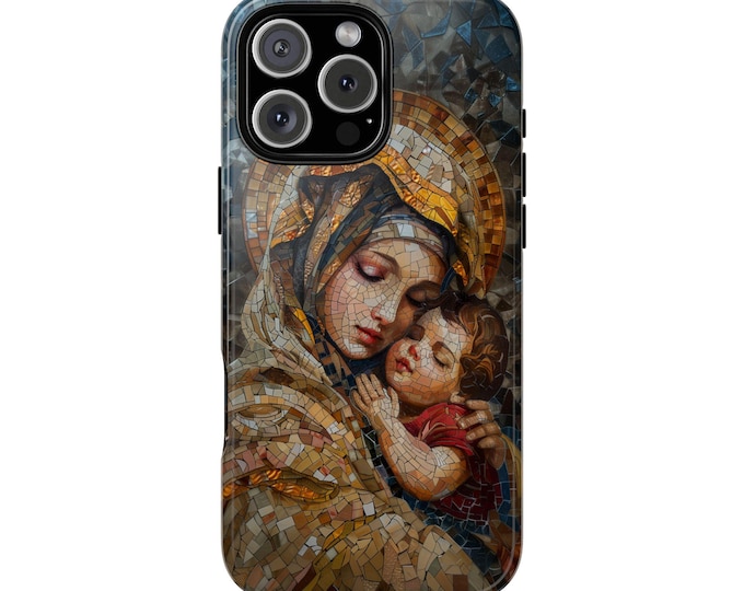 Virgin Mary Lady Jesus Mosaic Phone Case: iPhone, Galaxy, Pixel - Lifetime Warranty