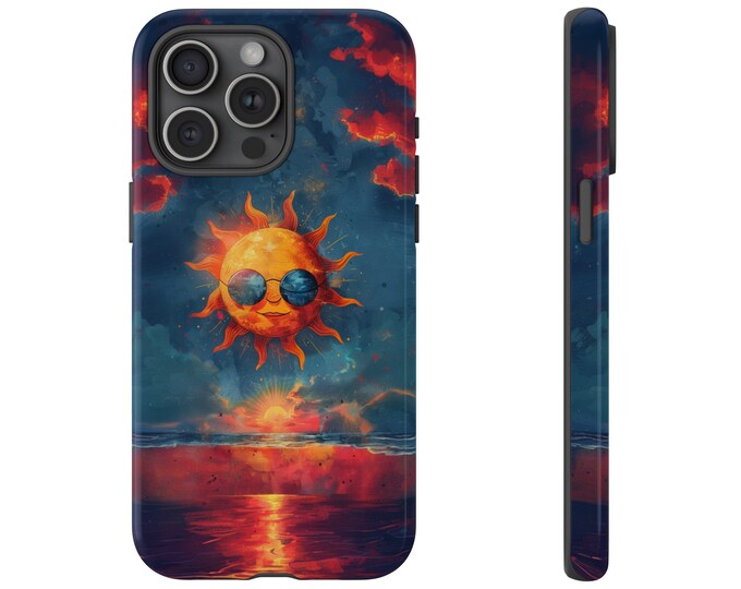 Sun Sunglasses During Sunset Ocean Beach Phone Case: iPhone, Galaxy, Pixel - Lifetime Warranty