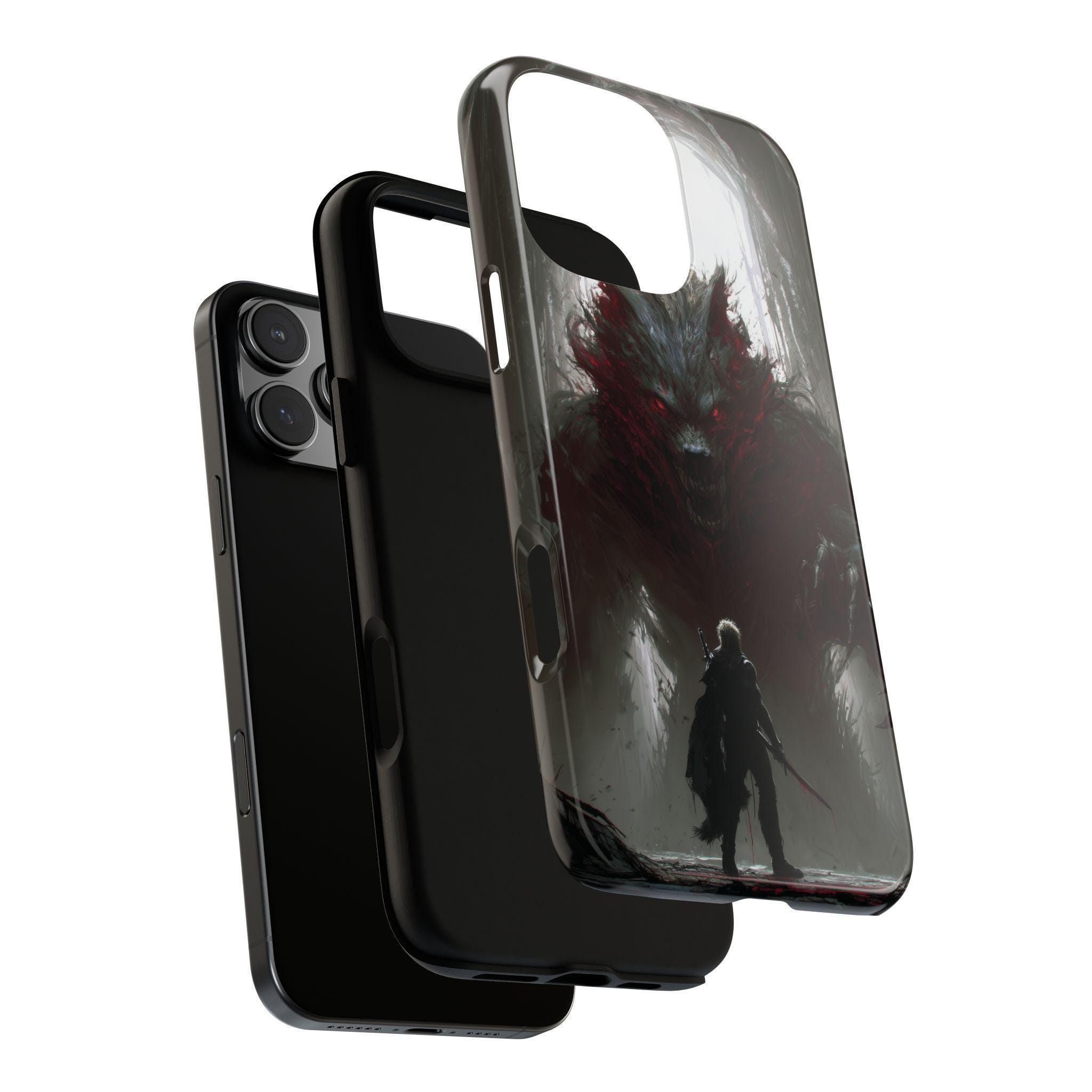 Viking Fighting Black Werewolf Monster Case: iPhone | Galaxy | Pixel ...