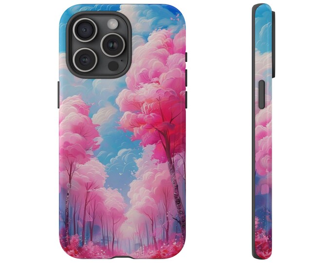 Cotton Candy Pink Tree Forest Cover Phone Case: iPhone, Galaxy, Pixel - Lifetime Warranty