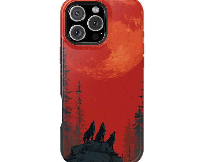 Wolves Howling Blood Moon Forest Wolf Phone Case: iPhone, Galaxy, Pixel - Lifetime Warranty