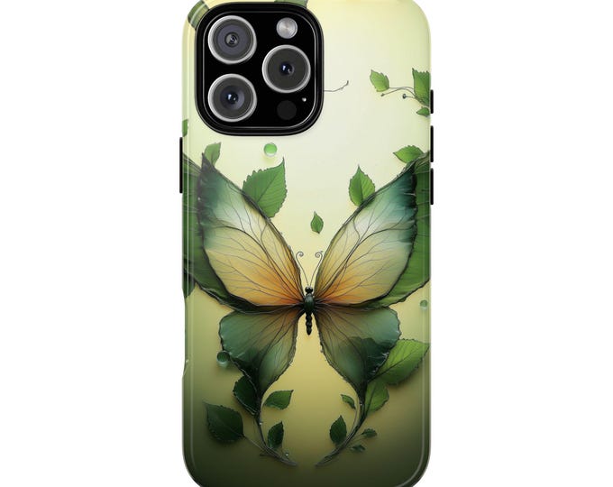 Butterfly Opaque Green Wings Phone Case: iPhone, Galaxy, Pixel - Lifetime Warranty