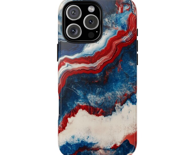 Red White Blue Geode Agate Rock Slice Phone Case: iPhone, Galaxy, Pixel - Lifetime Warranty