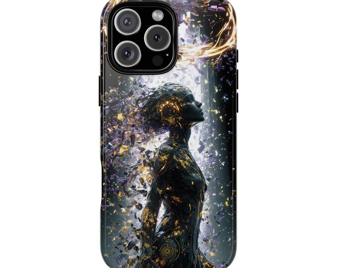 Eternal Fractals Futuristic Woman Halo Phone Case: iPhone, Galaxy, Pixel - Lifetime Warranty
