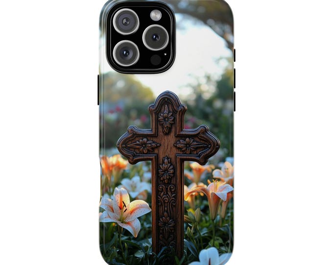 Ornate Floral Cross Christian Faith Flower Phone Case: iPhone, Galaxy, Pixel - Lifetime Warranty