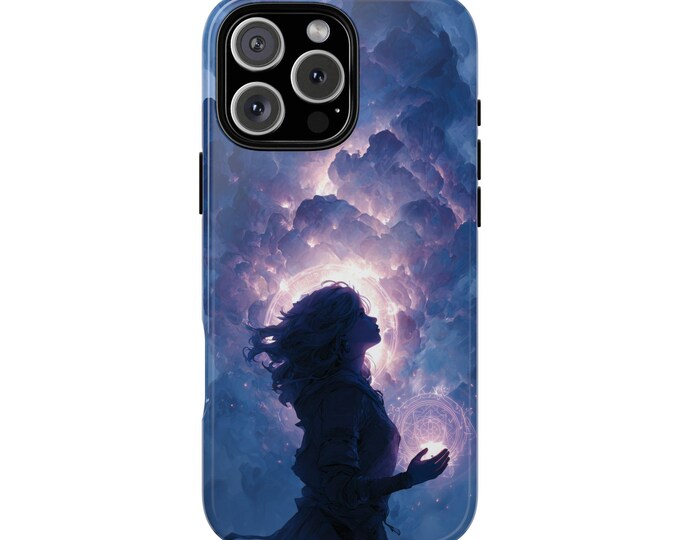 Purple Cloudy Sky Girl Runic Power Phone Case: iPhone, Galaxy, Pixel - Lifetime Warranty